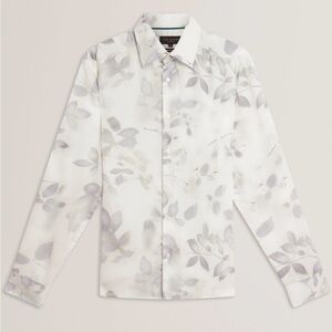 Ted Baker London White and Gray Floral Shirt